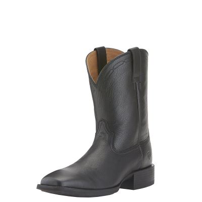 Ariat Heritage Roper Wide Square Toe Muške Zapadnjačke Čizme Crne | HR-099284