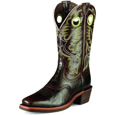 Ariat Heritage Roughstock Muške Kaubojske Čizme Crne Zelene | HR-443572