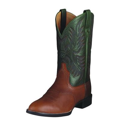 Ariat Heritage Stockman Muške Kaubojske Čizme Smeđe Zelene | HR-116524