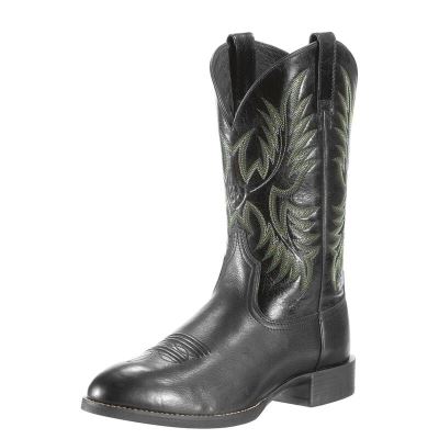 Ariat Heritage Stockman Muške Kaubojske Čizme Crne Zelene | HR-779939