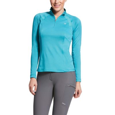 Ariat Sunstopper 2.0 1/4 Zip Baselayer Ženske Baselayer Plave | HR-095367