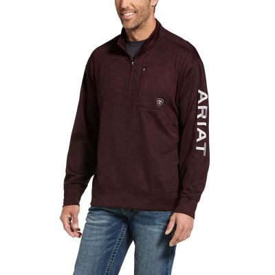Ariat Team Logo 1/4 Zip Top Muške Topi Roze Sive | HR-508297