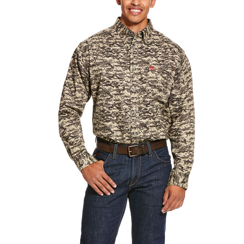 Ariat FR Patriot Shirts Muške Radna Majica Maslinasto Zelene Maskirne | HR-420066