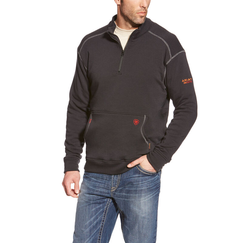 Ariat FR Polartec Fleece 1/4 Zip Top Muške Jakne Crne | HR-899315