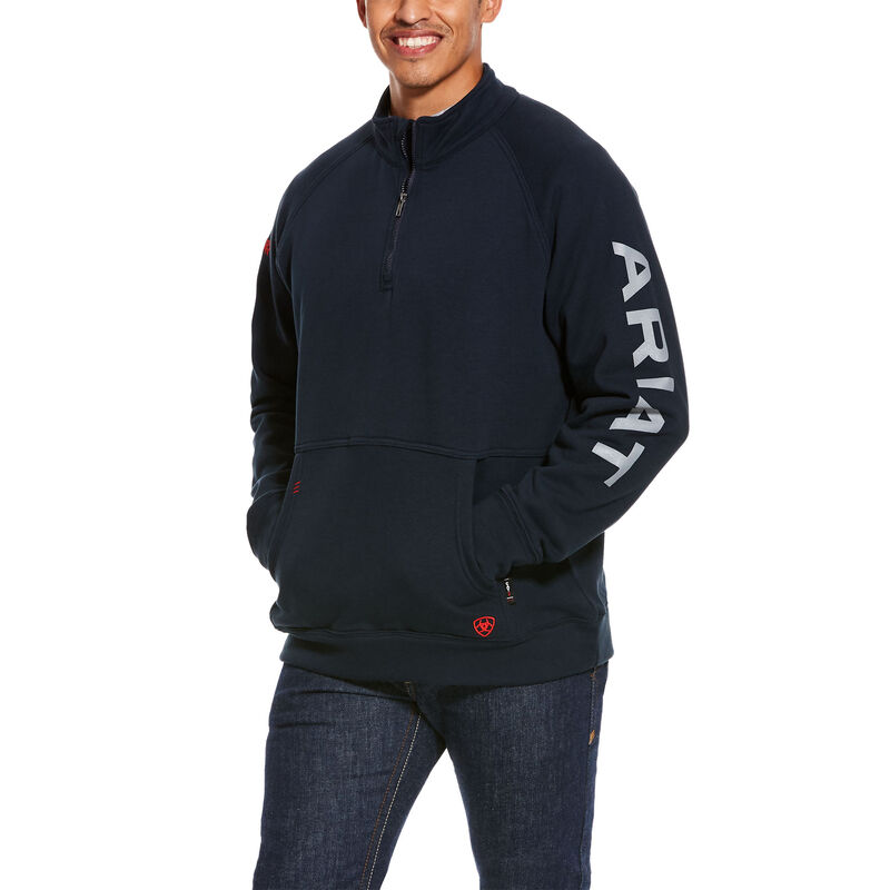 Ariat FR Primo Fleece Logo 1/4 Zip Muške Džemperi Tamnoplave | HR-568283