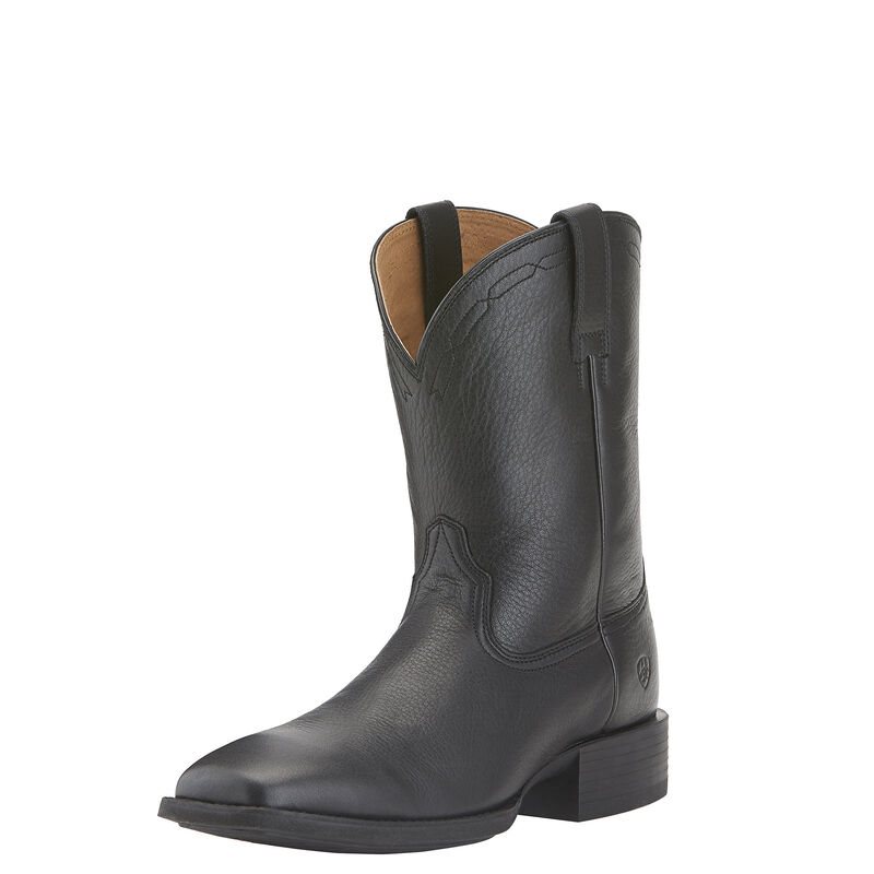Ariat Heritage Roper Wide Square Toe Muške Zapadnjačke Čizme Crne | HR-099284