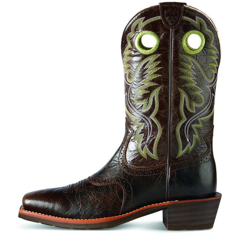 Ariat Heritage Roughstock Muške Kaubojske Čizme Crne Zelene | HR-443572