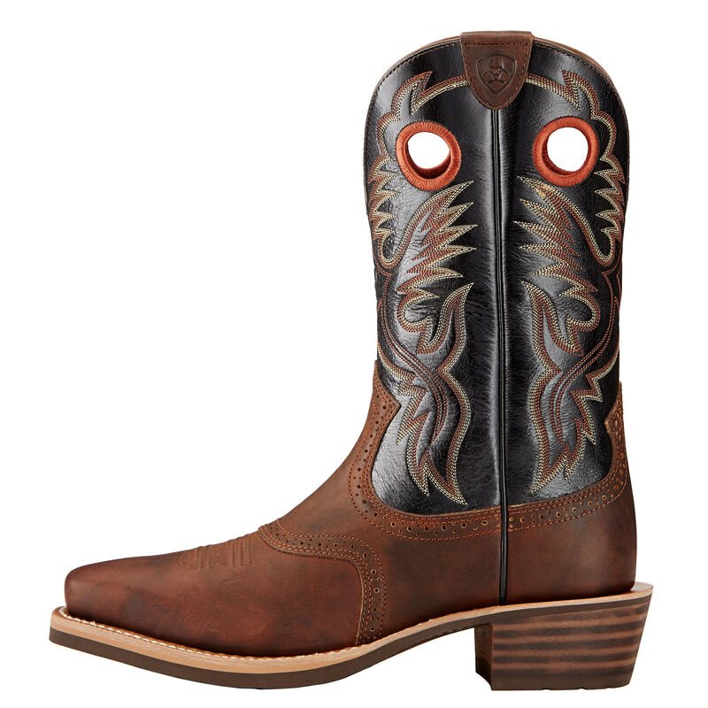 Ariat Heritage Roughstock Muške Kaubojske Čizme Smeđe Crne | HR-689197