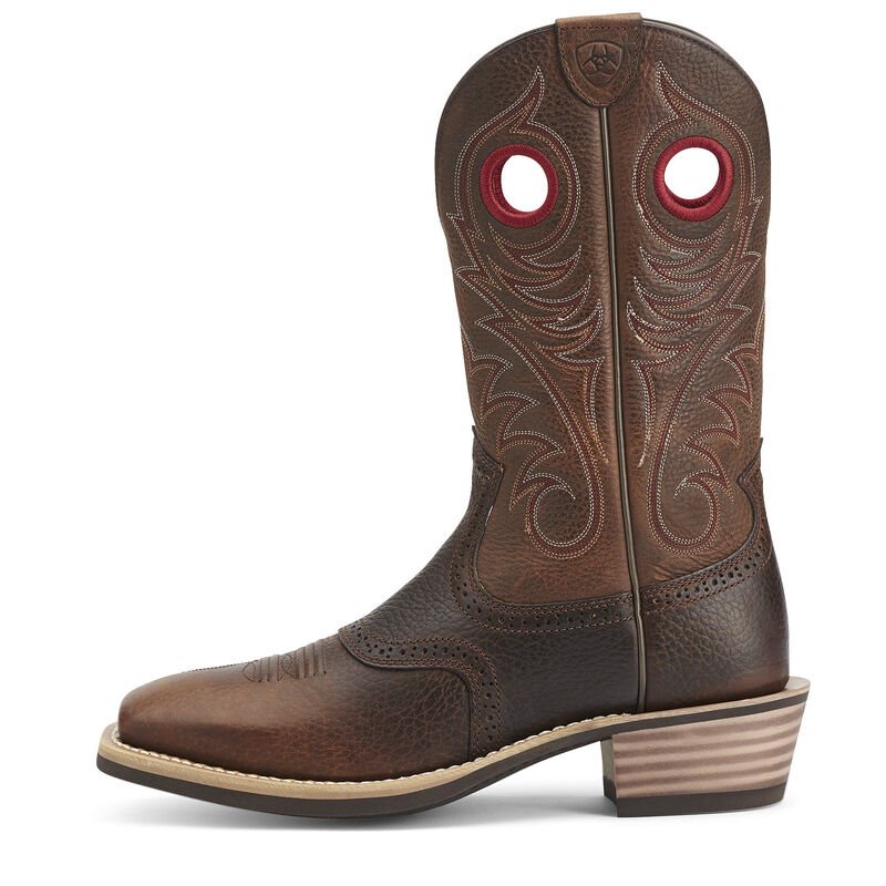 Ariat Heritage Roughstock Wide Square Toe Muške Kaubojske Čizme Smeđe | HR-974434