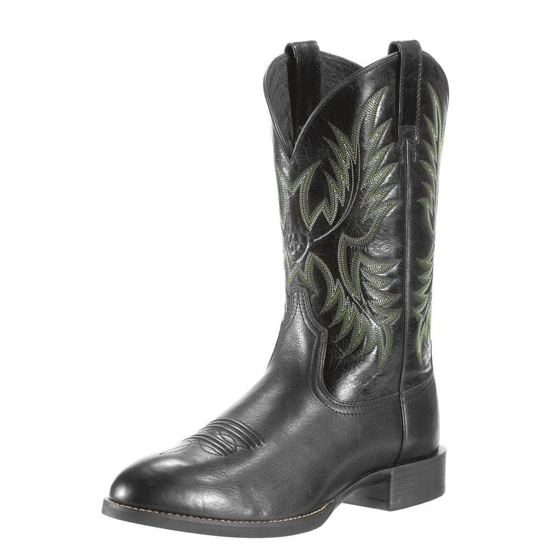 Ariat Heritage Stockman Muške Kaubojske Čizme Crne Zelene | HR-779939