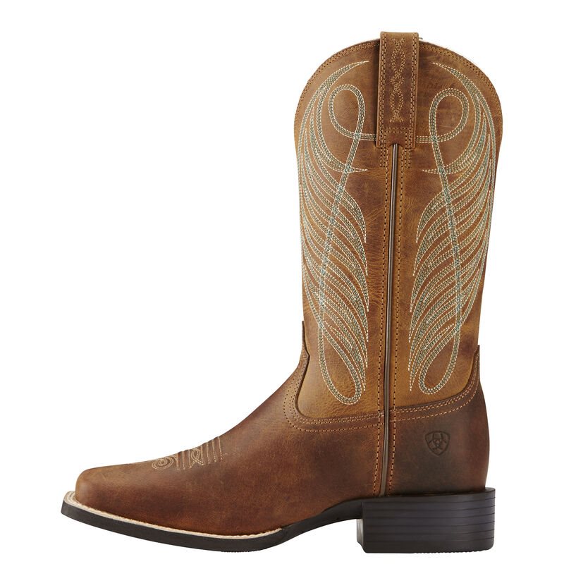 Ariat Round Up Wide Square Toe Ženske Čizme Za Kaubojku Smeđe | HR-433384