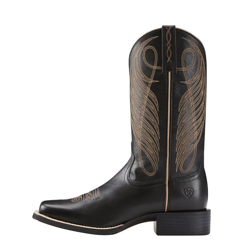 Ariat Round Up Wide Square Toe Ženske Čizme Za Kaubojku Crne | HR-645305