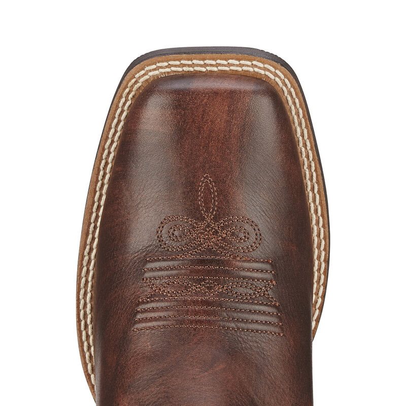 Ariat Round Up Wide Square Toe Ženske Čizme Za Kaubojku Tamno Smeđe | HR-742766