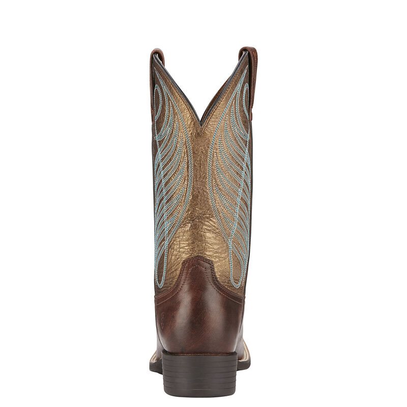 Ariat Round Up Wide Square Toe Ženske Čizme Za Kaubojku Tamno Smeđe | HR-742766