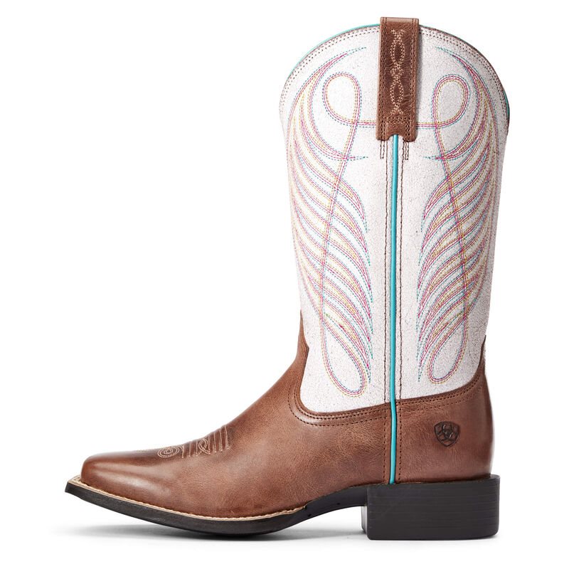Ariat Round Up Wide Square Toe Ženske Čizme Za Kaubojku Smeđe Roze | HR-859700