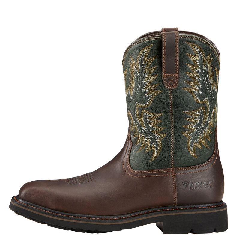 Ariat Sierra Wide Square Toe Steel Toe Muške Radne Čizme Tamno Smeđe | HR-180768