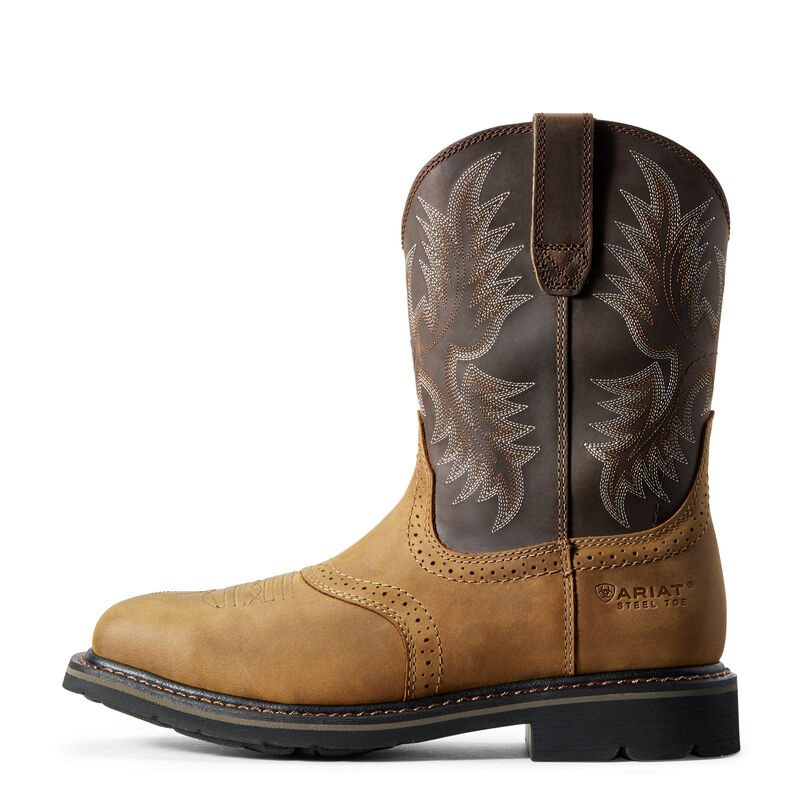 Ariat Sierra Wide Square Toe Steel Toe Muške Radne Čizme Smeđe Čokoladne | HR-623780