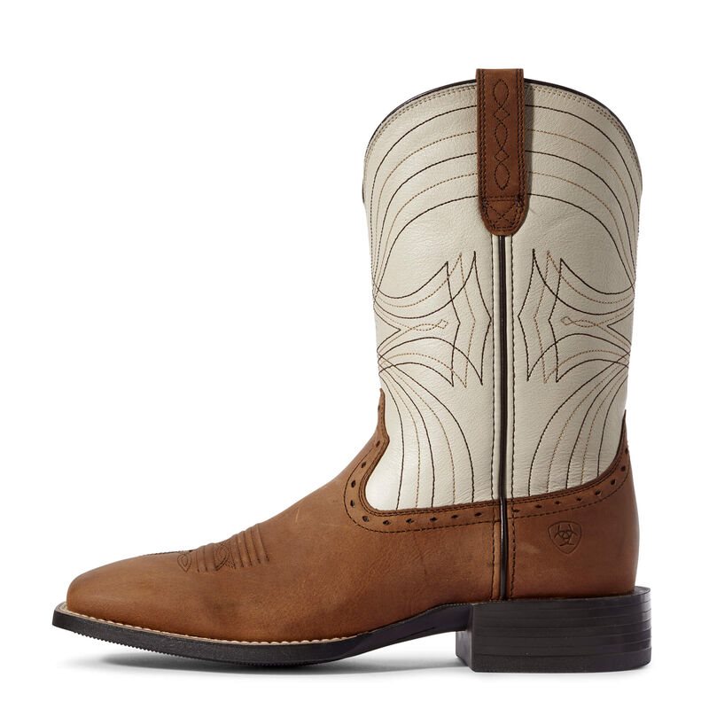 Ariat Sport Wide Square Toe Muške Kaubojske Čizme Smeđe Bijele | HR-978870