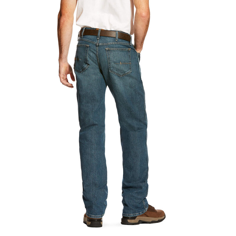 Ariat TEKLow Rise, Bootscut Work Pants - Rebar Denim Muške Traperice Plave | HR-302436