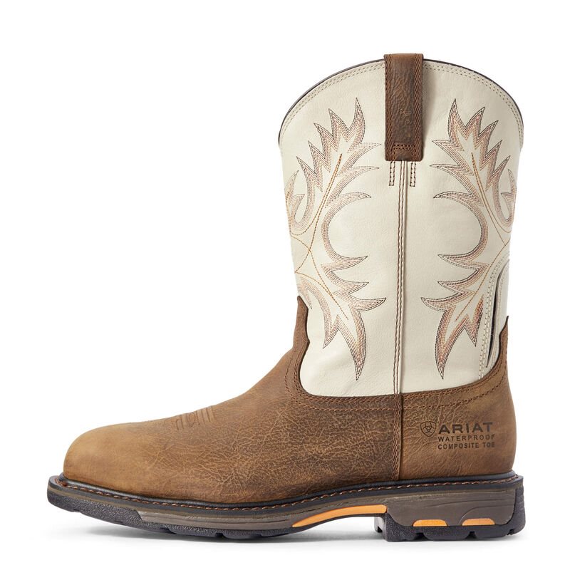 Ariat WorkHog Waterproof Composite Toe Muške Radne Čizme Smeđe Bijele | HR-733005
