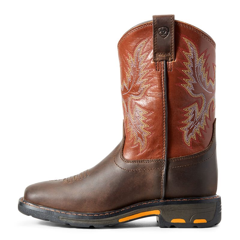 Ariat WorkHog Wide Square Toe Boots Dječje Kaubojske Čizme Tamno Smeđe Bakrene | HR-145275