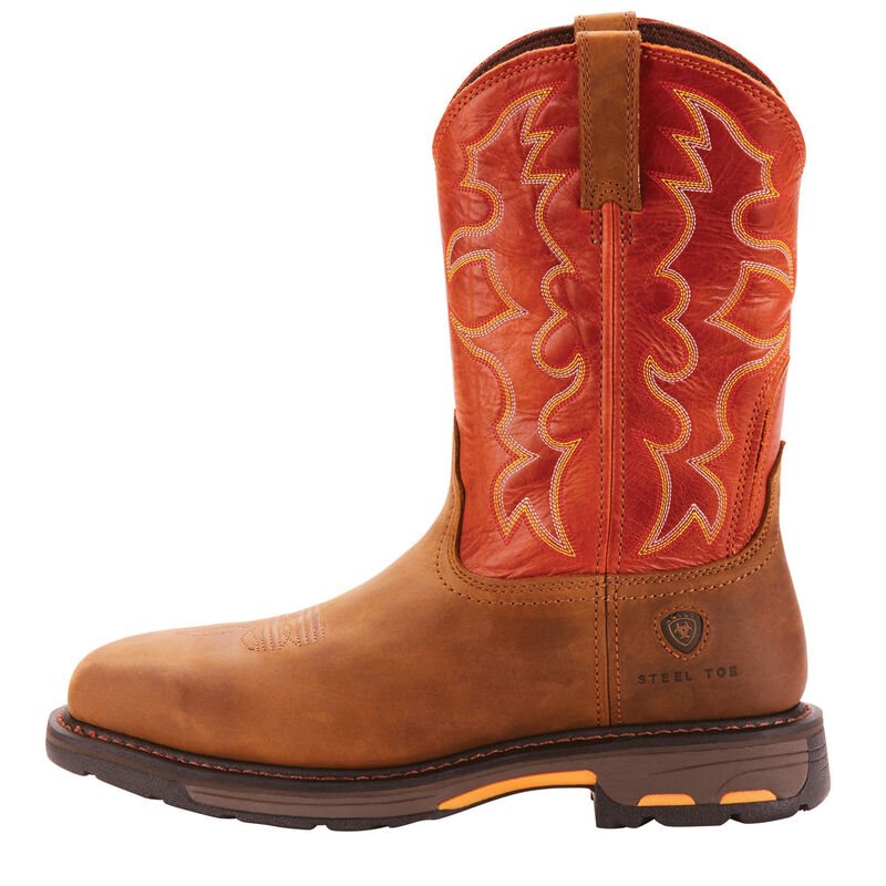 Ariat WorkHog Wide Square Toe Steel Toe Muške Radne Čizme Smeđe Narančaste | HR-314685